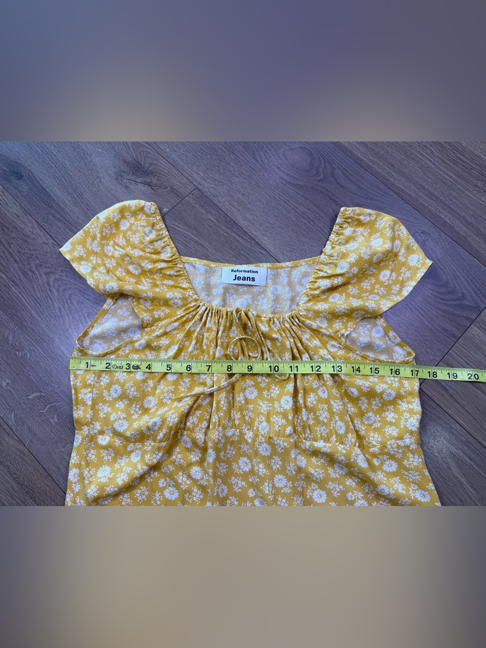 Reformation Maison Floral Print Convertible Neck Minidress Yellow Size Large - Picture 9 of 10